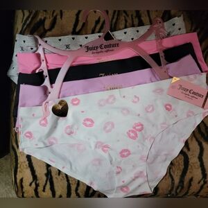 Juicy Couture Lip Print Panty 5 Set  Seamless Sz Large New w Tag